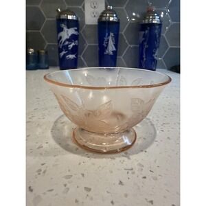 Macbeth Evans Dogwood Apple Blossom Pink Sherbet Dish Bowl Depression Glass